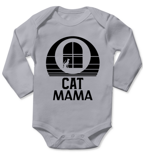 Retro Cat Mom Tee Vintage 80s Style Distressed Long Sleeve Baby One-Piece