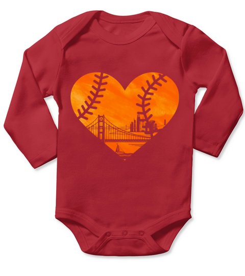 US State San Francisco Baseball Vintage Heart Long Sleeve Baby One-Piece