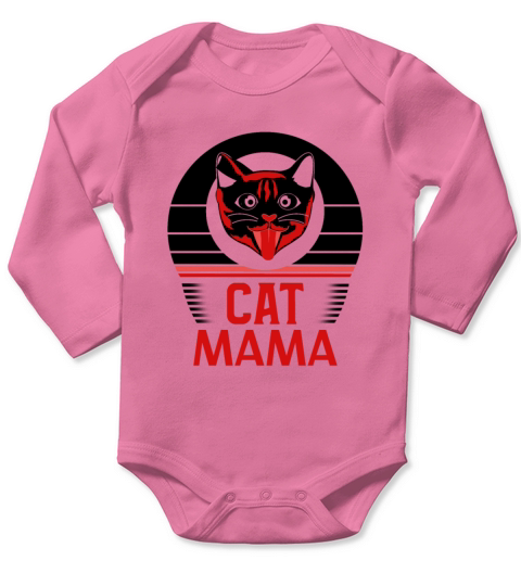 Vintage Cat Mom 80s Tee Retro Cat Lady Distressed Long Sleeve Baby One-Piece