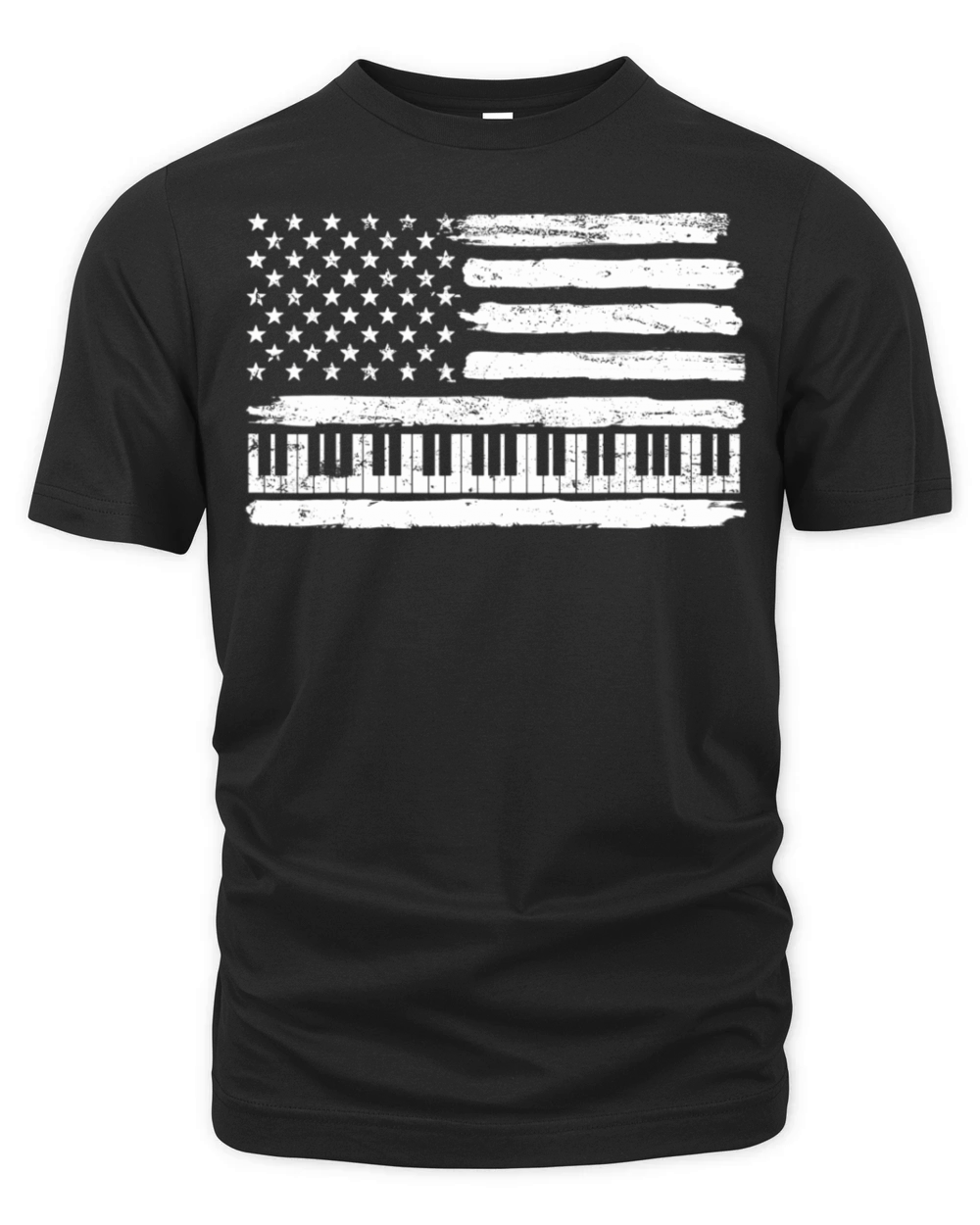 Piano Pianist USA American Flag Patriotic Vintage Organic Unisex T-shirt