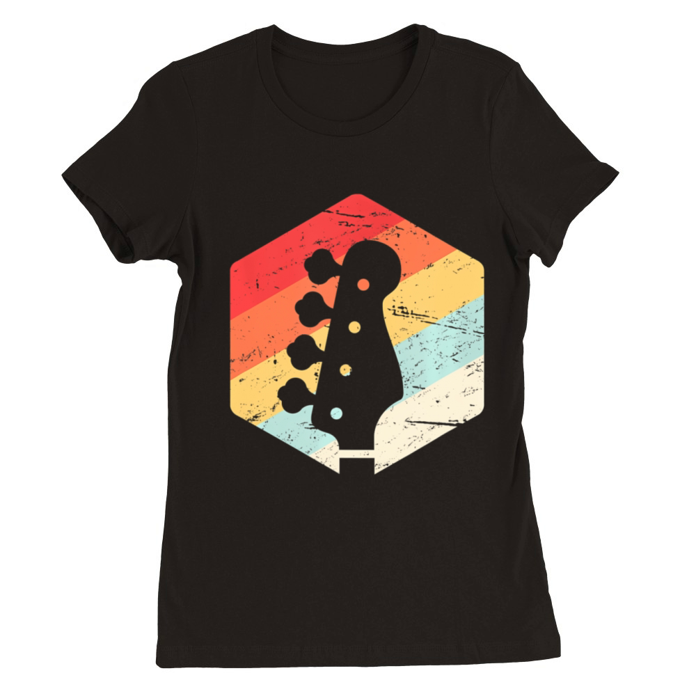 Retro Vintage Bass Guitar Players Rock Music Band Premium Womens Crewneck T-shirt
