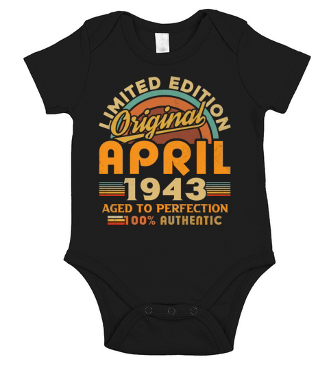 1943 April Vintage Born in 1943 April Gift Short Sleeve Baby One-Piece