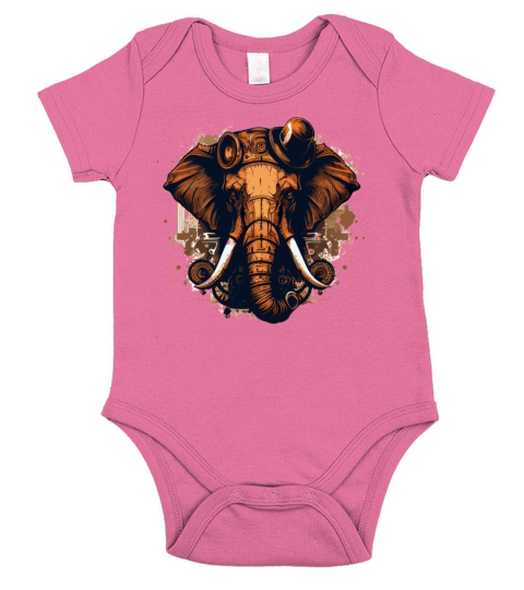 Steampunk Mechanical Elephant Vintage Machine Anim Short Sleeve Baby One-Piece
