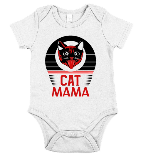 Vintage Cat Mom 80s Tee Retro Cat Lady Distressed Short Sleeve Baby One-Piece