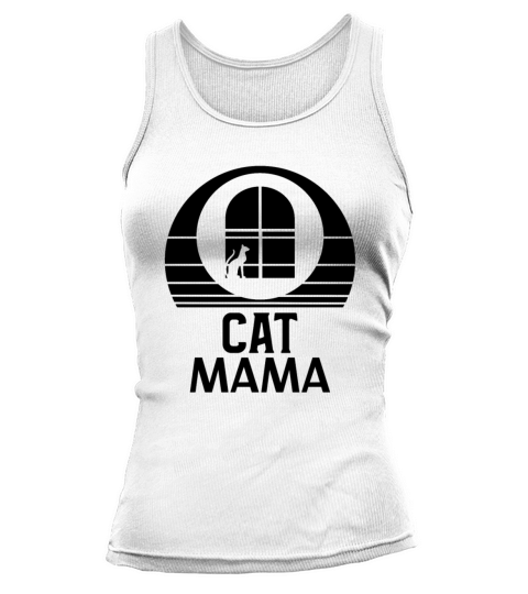 Retro Cat Mom Tee Vintage 80s Style Distressed Tank top Woman