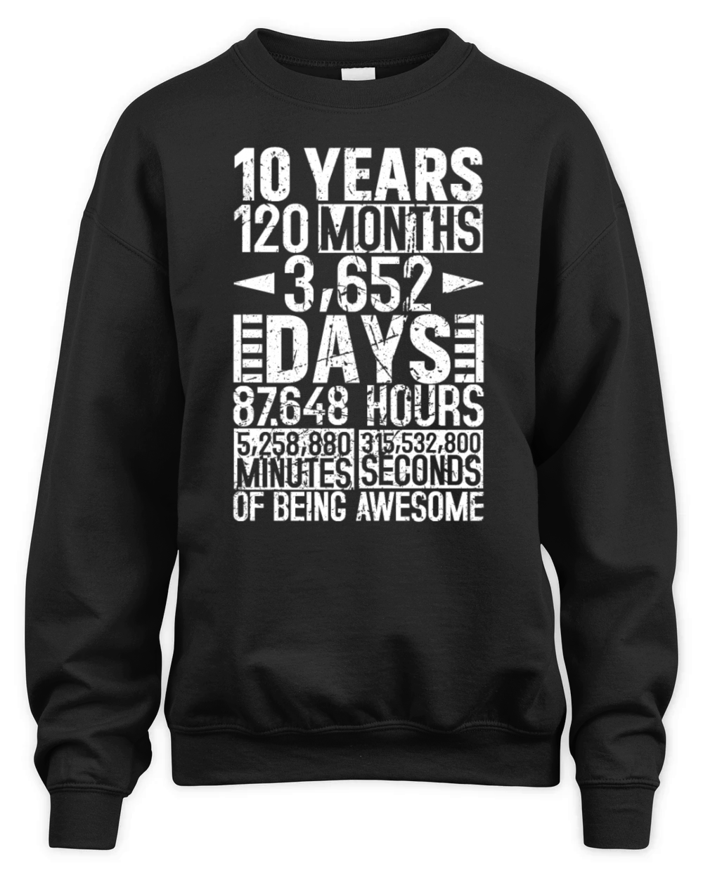 10 Years 120 Months Of Being Awesome 10th Birthday Unisex Premium Crewneck Sweatshirt