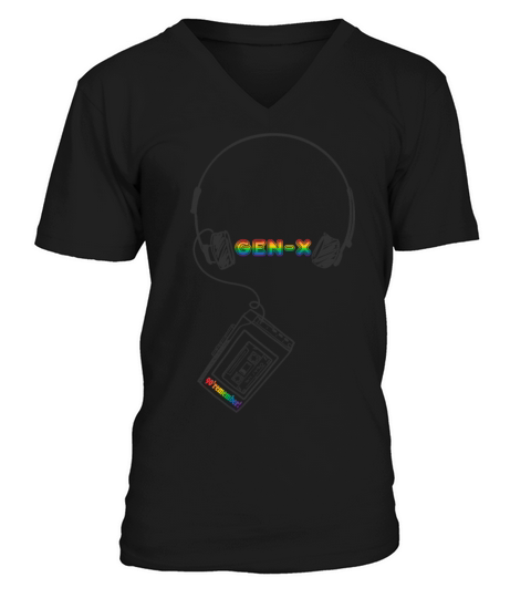 cassette and headphones from 80 and 90s V-Neck T-shirt