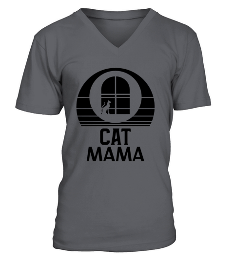 Retro Cat Mom Tee Vintage 80s Style Distressed V-Neck T-shirt