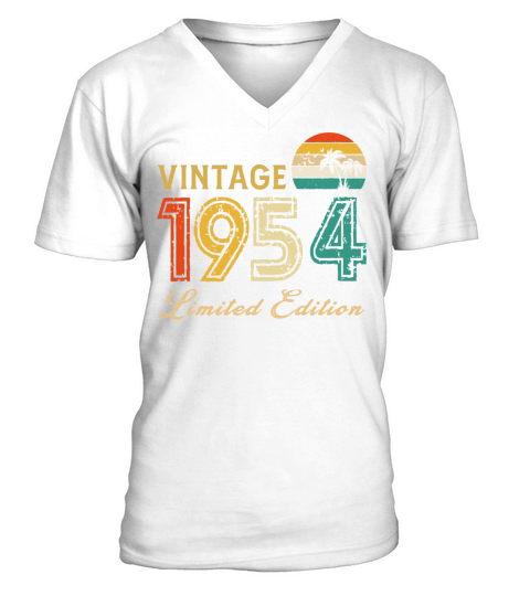 Vintage 1954 Limited Edition Made In 1954 Birthday V-Neck T-shirt