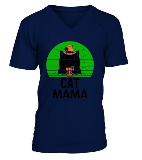 Vintage 80s Style Cat Mom T-Shirt for Women Retro V-Neck T-shirt