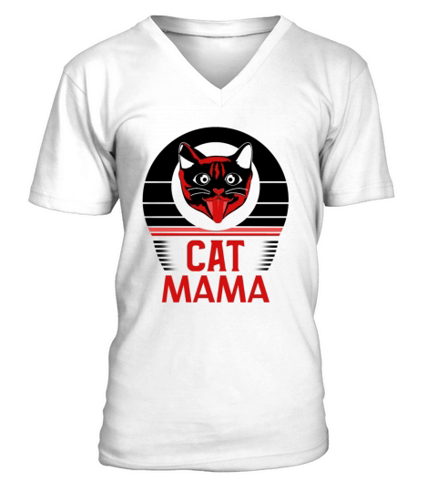 Vintage Cat Mom 80s Tee Retro Cat Lady Distressed V-Neck T-shirt