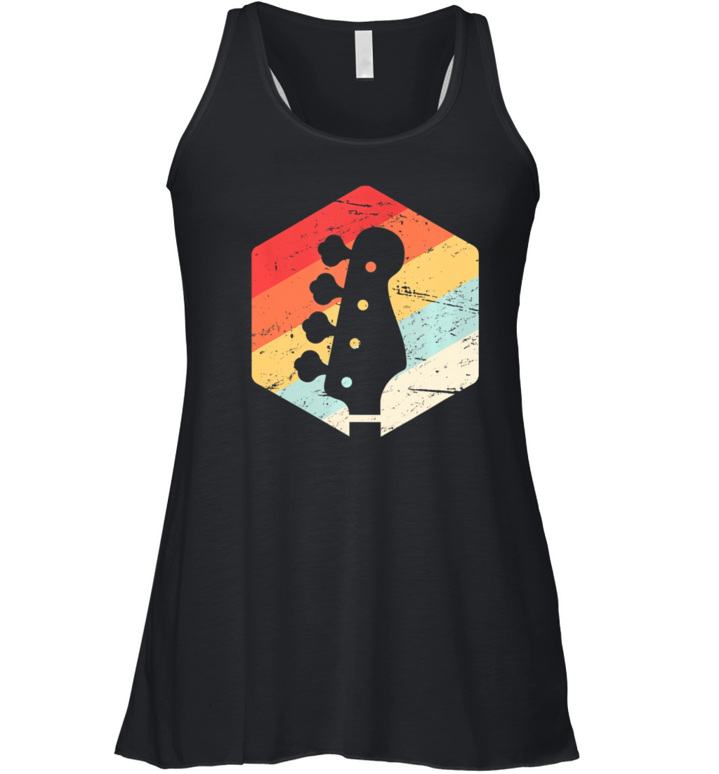 Retro Vintage Bass Guitar Players Rock Music Band Women's Flowy Tank Top