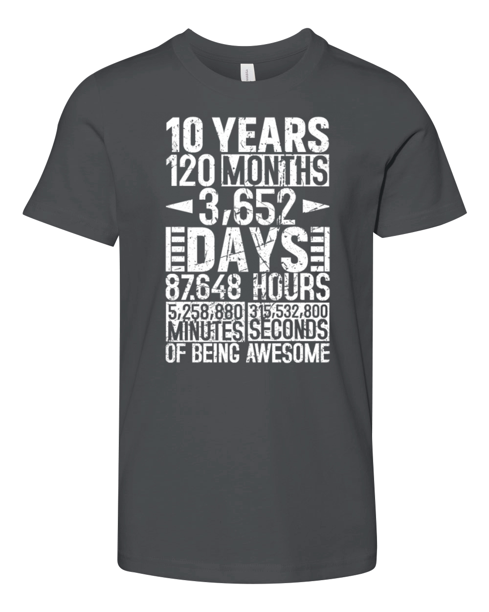 10 Years 120 Months Of Being Awesome 10th Birthday Youth Unisex Jersey Tee
