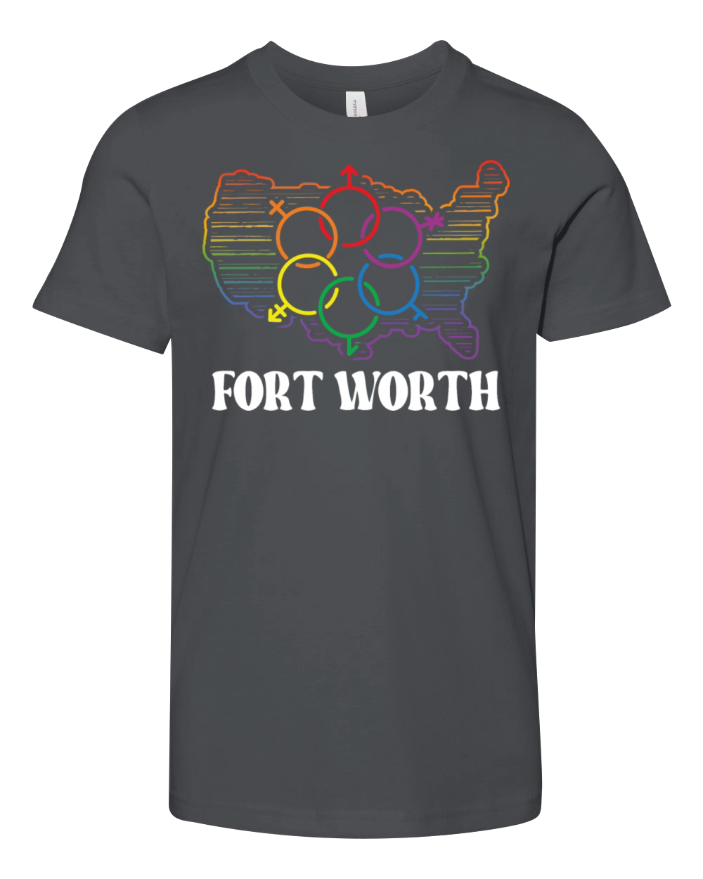 Fort Worth Pride Month Pride Flag LGBT Community L Youth Unisex Jersey Tee