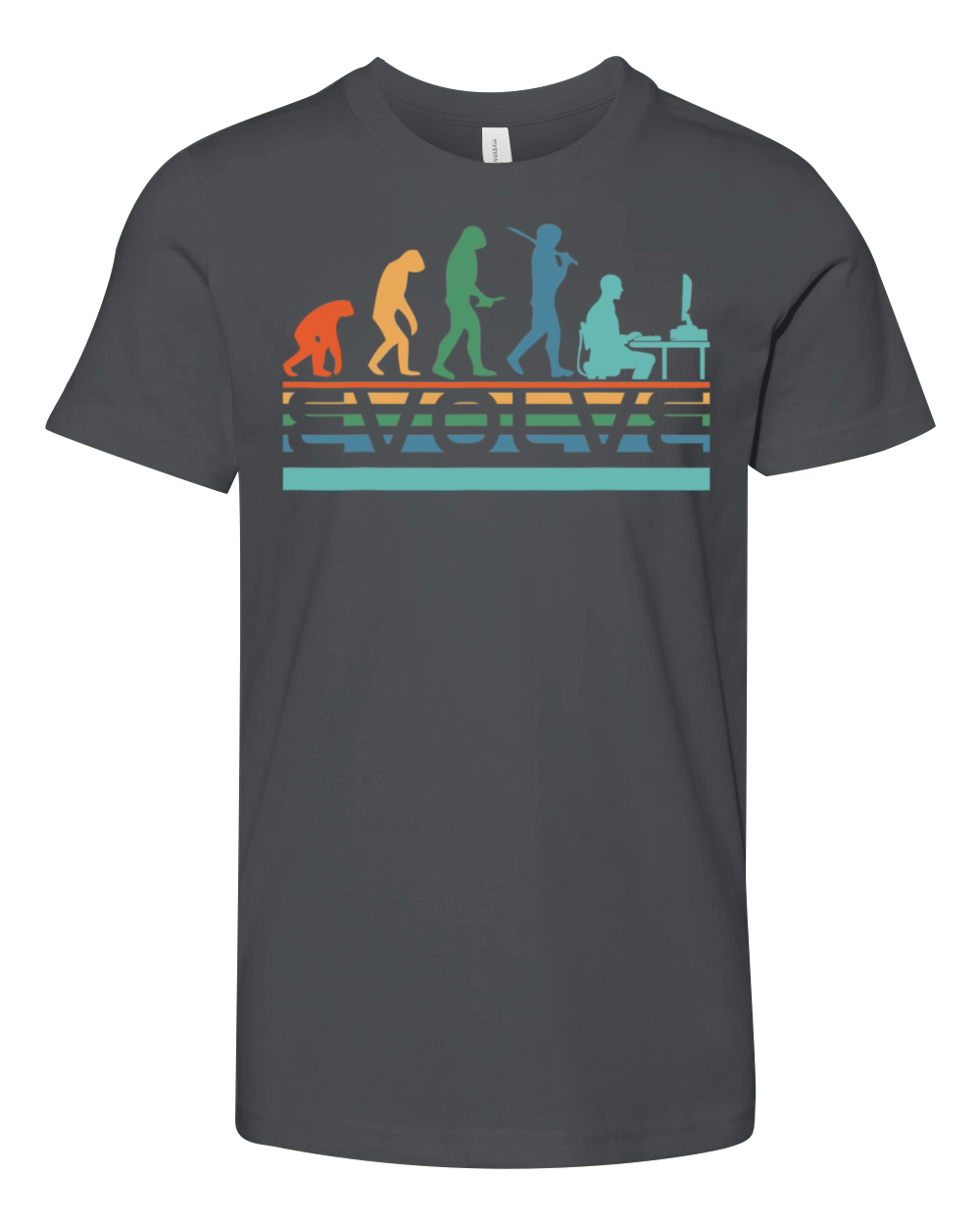 Nerdy Retro Vintage Evolve Computer Gamer Geek Youth Unisex Jersey Tee
