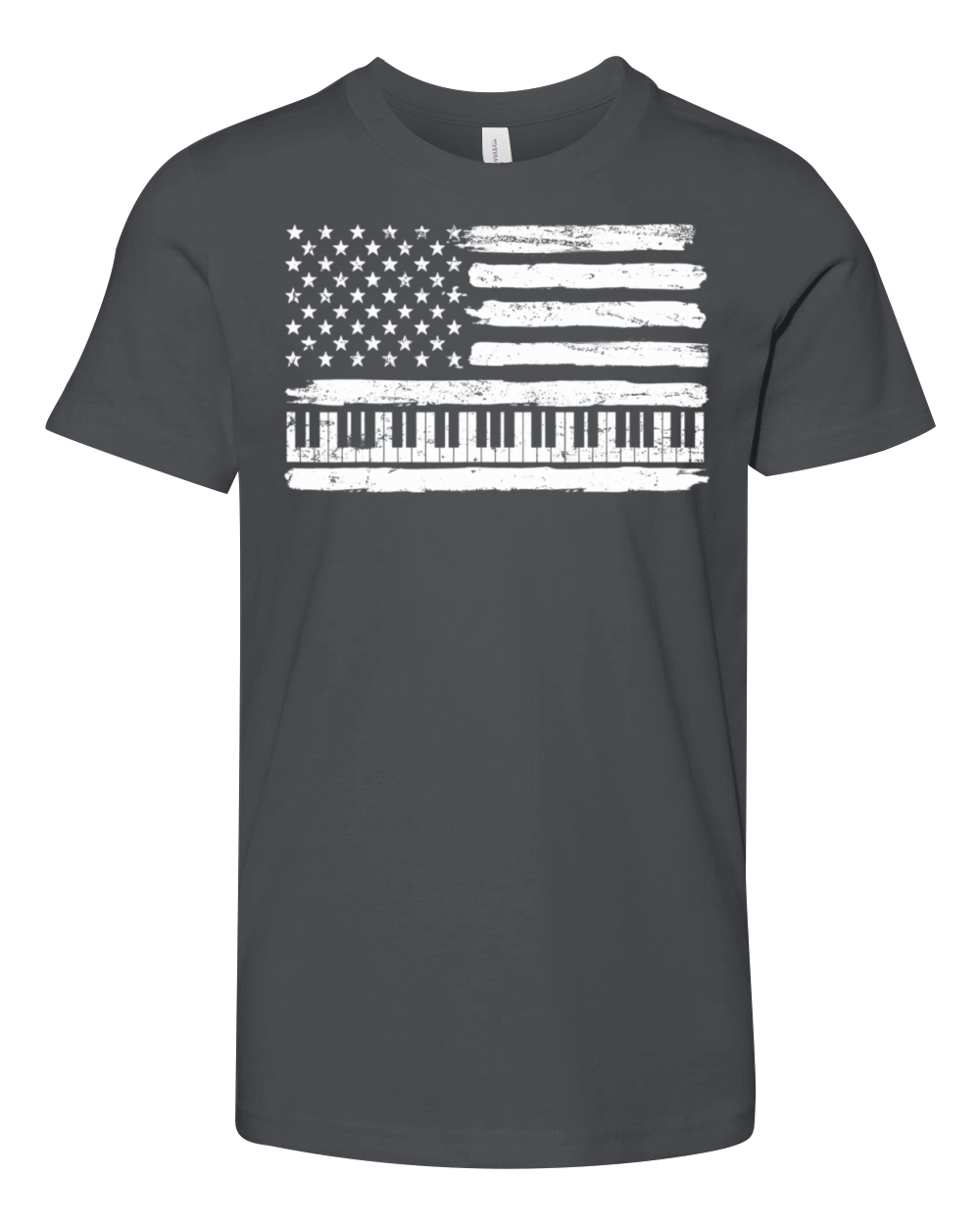 Piano Pianist USA American Flag Patriotic Vintage Youth Unisex Jersey Tee