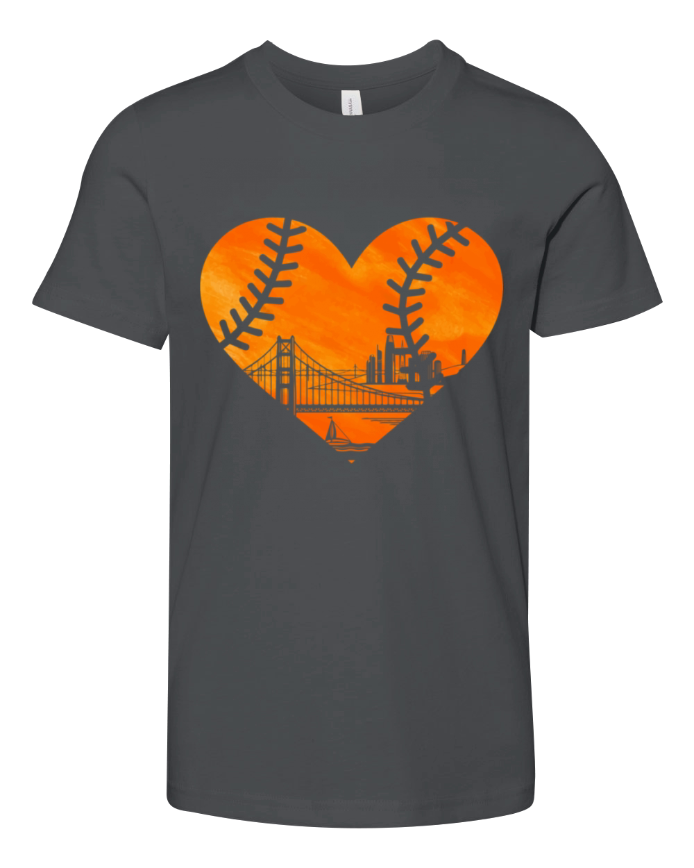 US State San Francisco Baseball Vintage Heart Youth Unisex Jersey Tee