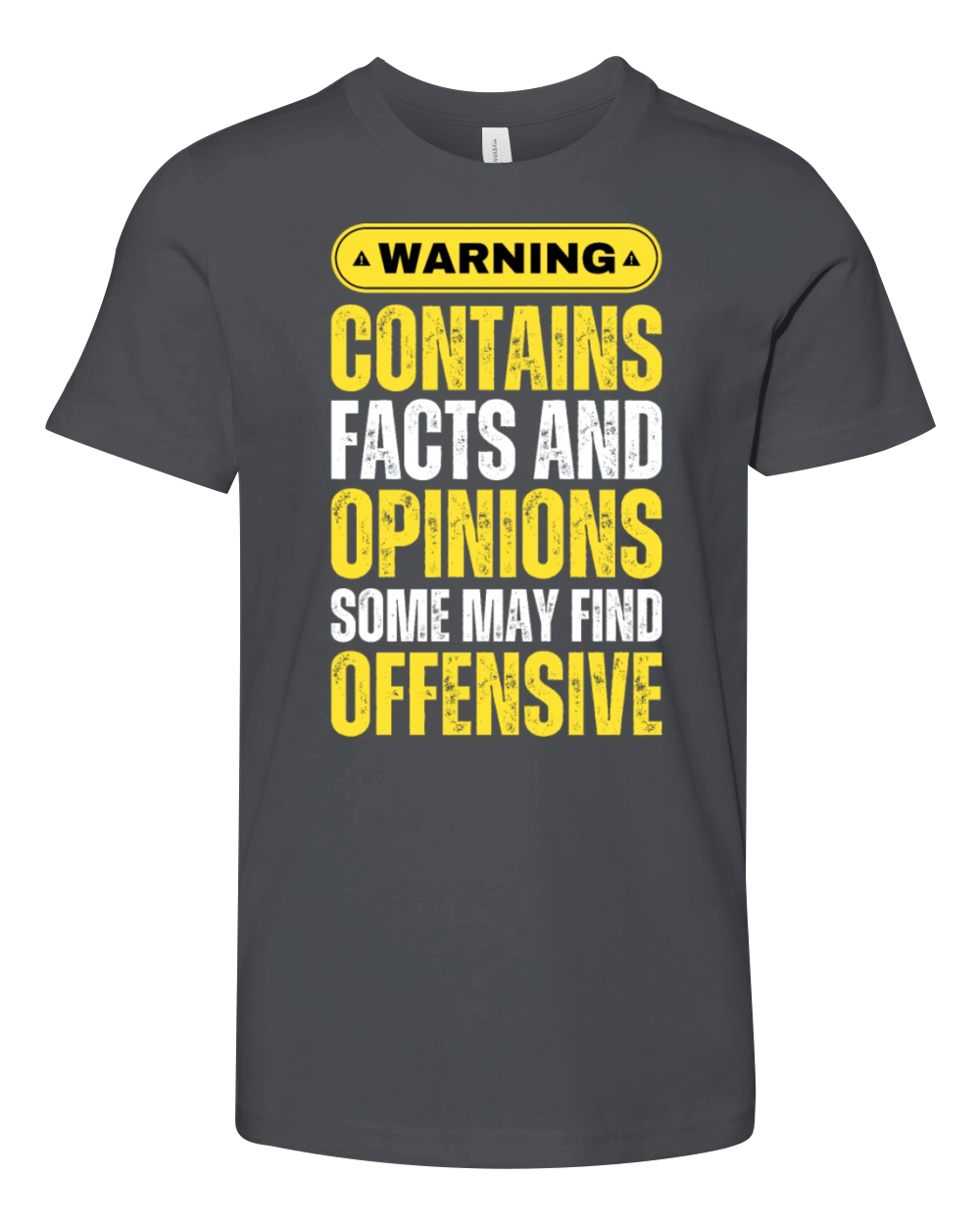 Warning Contains Facts And Opinions Find Offensive Youth Unisex Jersey Tee