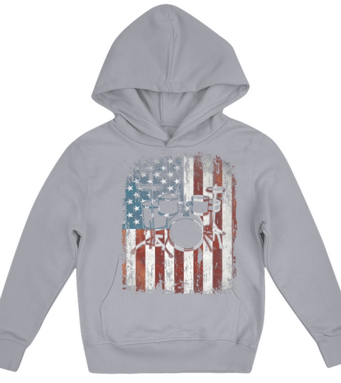 Vintage Drum Drummer Usa Flag Kids Hoodie
