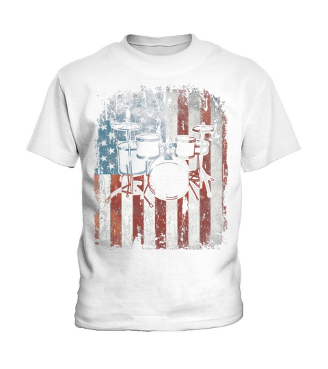 Vintage Drum Drummer Usa Flag Kids T-Shirt