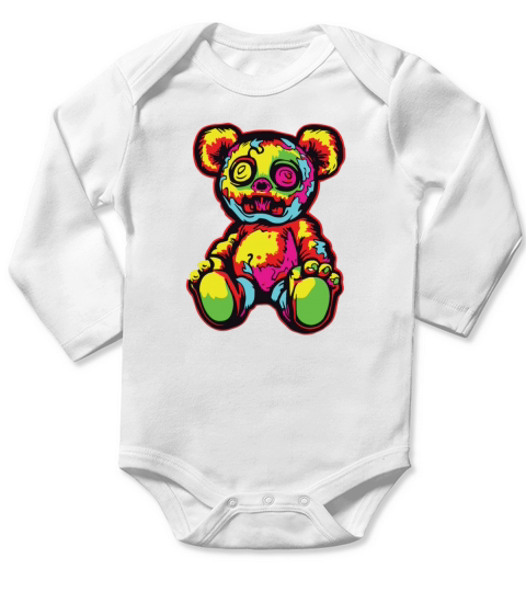 Horror Scary Bear Halloween Midnight Mischief Long Sleeve Baby One-Piece