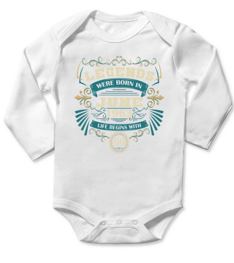 Legends were born in June 1963 Long Sleeve Baby One-Piece