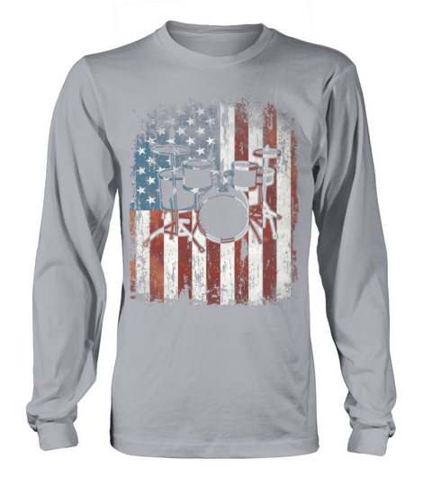 Vintage Drum Drummer Usa Flag Long sleeved Unisex