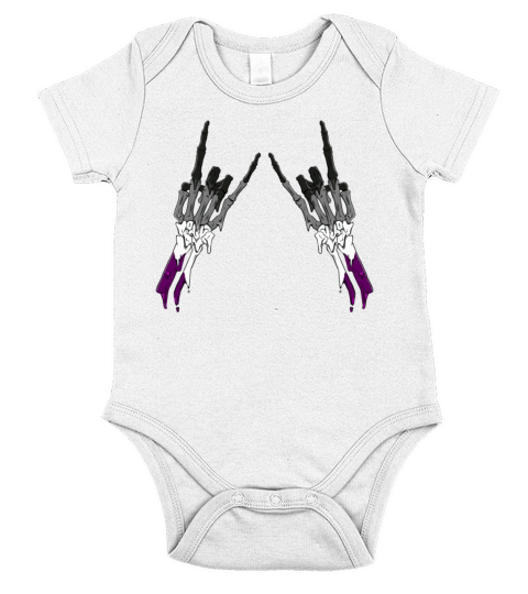 Asexual Pride Ace Flag Devil Horn Skeleton Subtle Short Sleeve Baby One-Piece