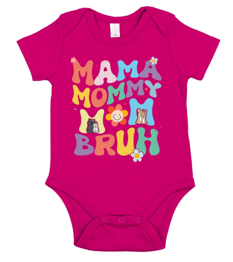 Groovy Vintage Mama Mommy Mom Bruh Mothers Days Short Sleeve Baby One-Piece