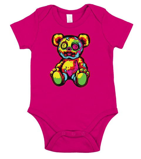 Horror Scary Bear Halloween Midnight Mischief Short Sleeve Baby One-Piece