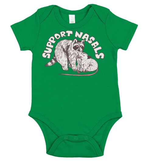racoon rat slogan funny support nasals Short Sleeve Baby One-Piece
