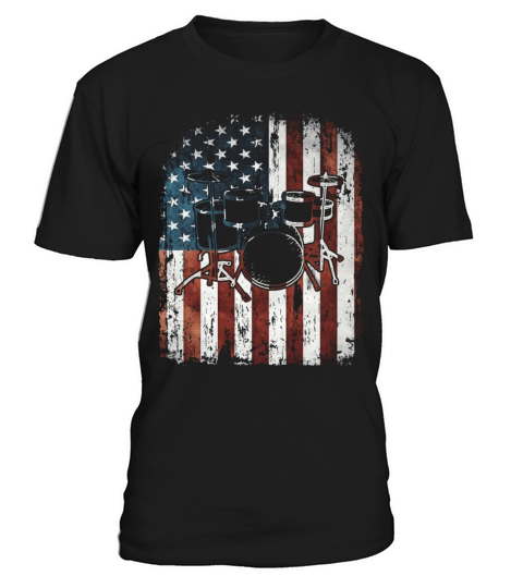 Vintage Drum Drummer Usa Flag T-Shirt Unisex