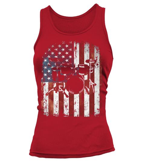 Vintage Drum Drummer Usa Flag Tank top Woman