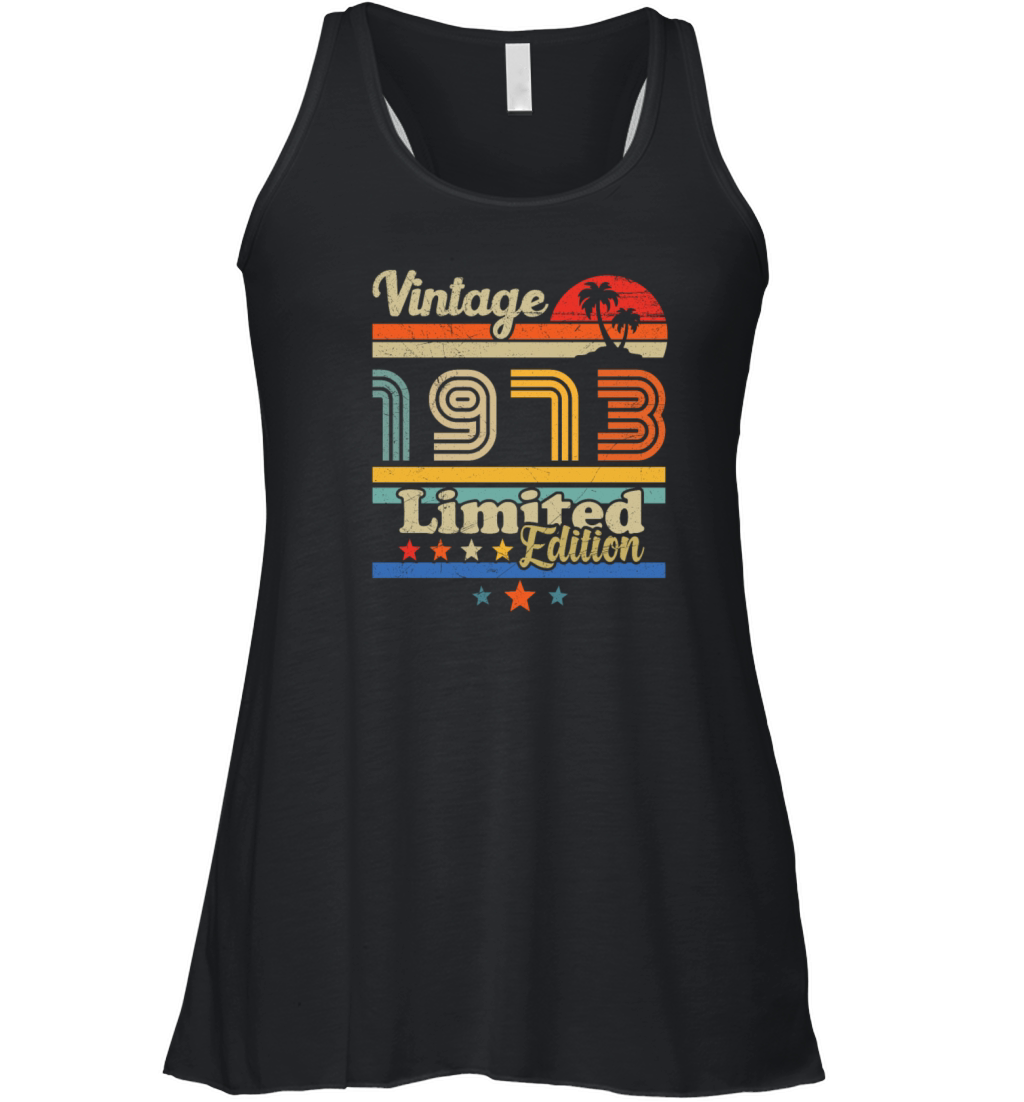 50th birthday december 1973 vintage 1973 Women's Flowy Tank Top