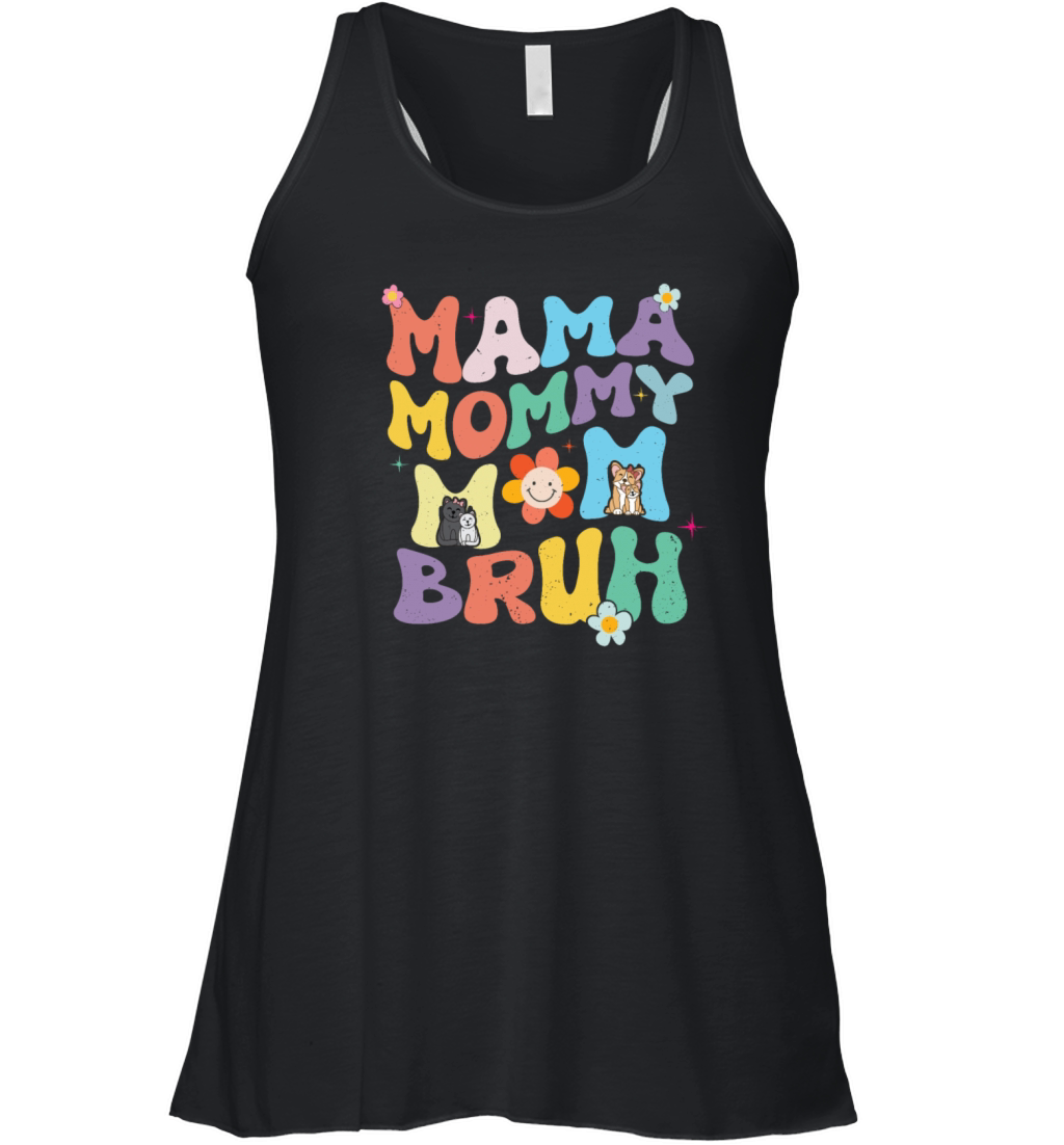 Groovy Vintage Mama Mommy Mom Bruh Mothers Days Women's Flowy Tank Top