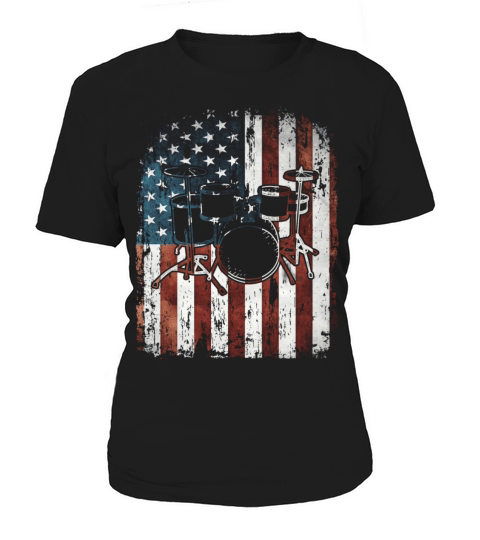 Vintage Drum Drummer Usa Flag Women's T-Shirt