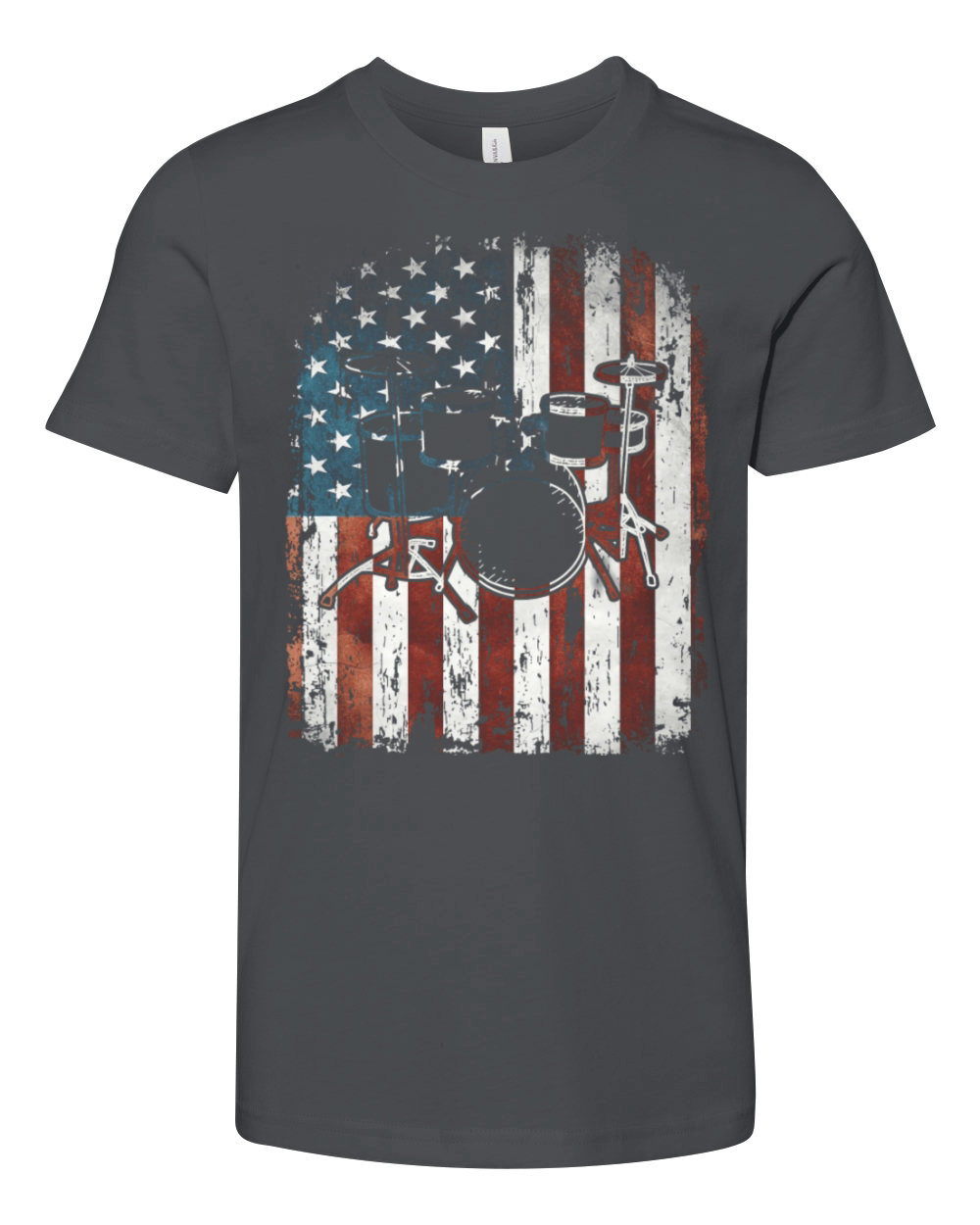 Vintage Drum Drummer Usa Flag Youth Unisex Jersey Tee