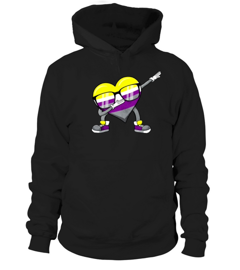 Non Binary Pride Flag Dabbing Heart Sublte LGBTQ Hoodie Unisex