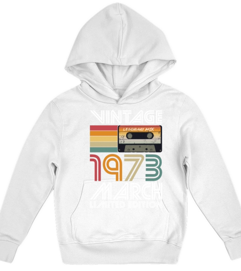 50th birthday march 1973 vintage 1973 Kids Hoodie