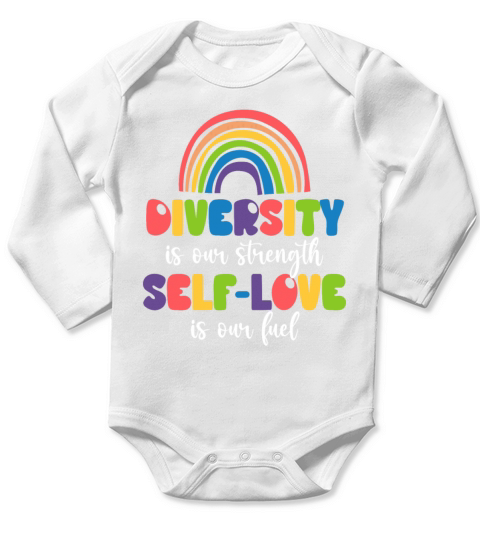 Diversity Is Our Strength Colorful Rainbow Long Sleeve Baby One-Piece