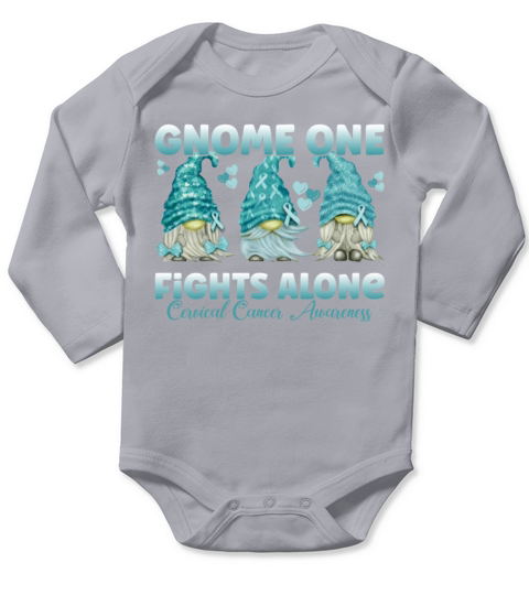 Gnome One Fights Alone Cervical Cancer Long Sleeve Baby One-Piece