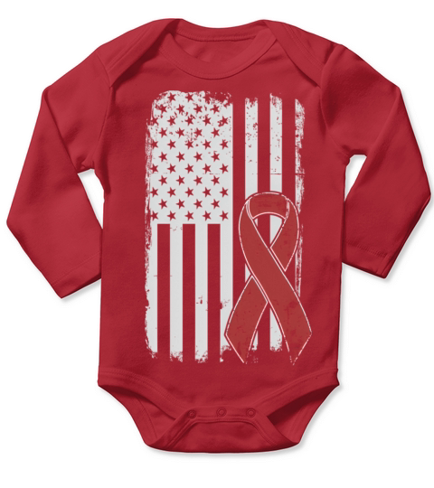 Multiple Myeloma Cancer Awareness Us American Flag Long Sleeve Baby One-Piece