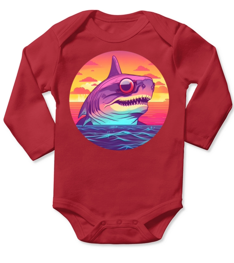 Shark Lovers Retro Style Long Sleeve Baby One-Piece