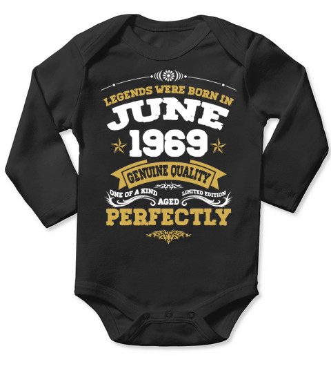 Vintage Aged To Perfection June 1969 Long Sleeve Baby One-Piece