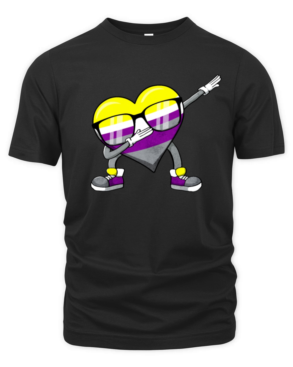 Non Binary Pride Flag Dabbing Heart Sublte LGBTQ Organic Unisex T-shirt