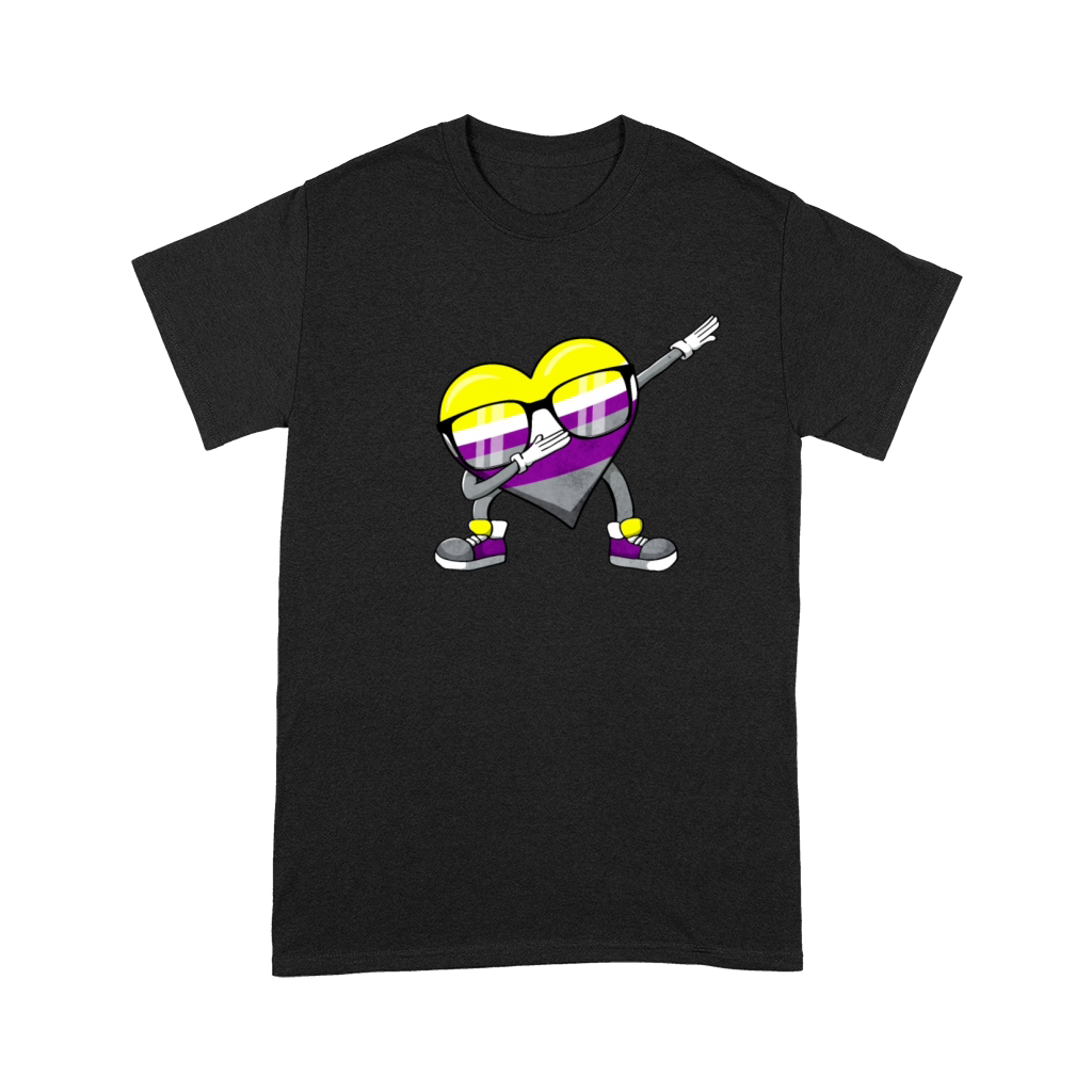 Non Binary Pride Flag Dabbing Heart Sublte LGBTQ Premium T-shirt