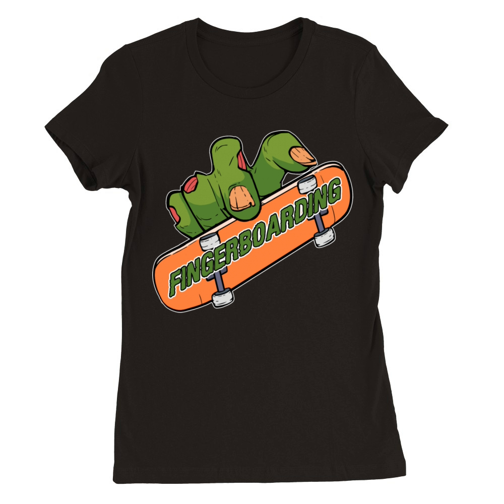 Cool Fingerboarding Monster Skateboarder Halloween Premium Womens Crewneck T-shirt