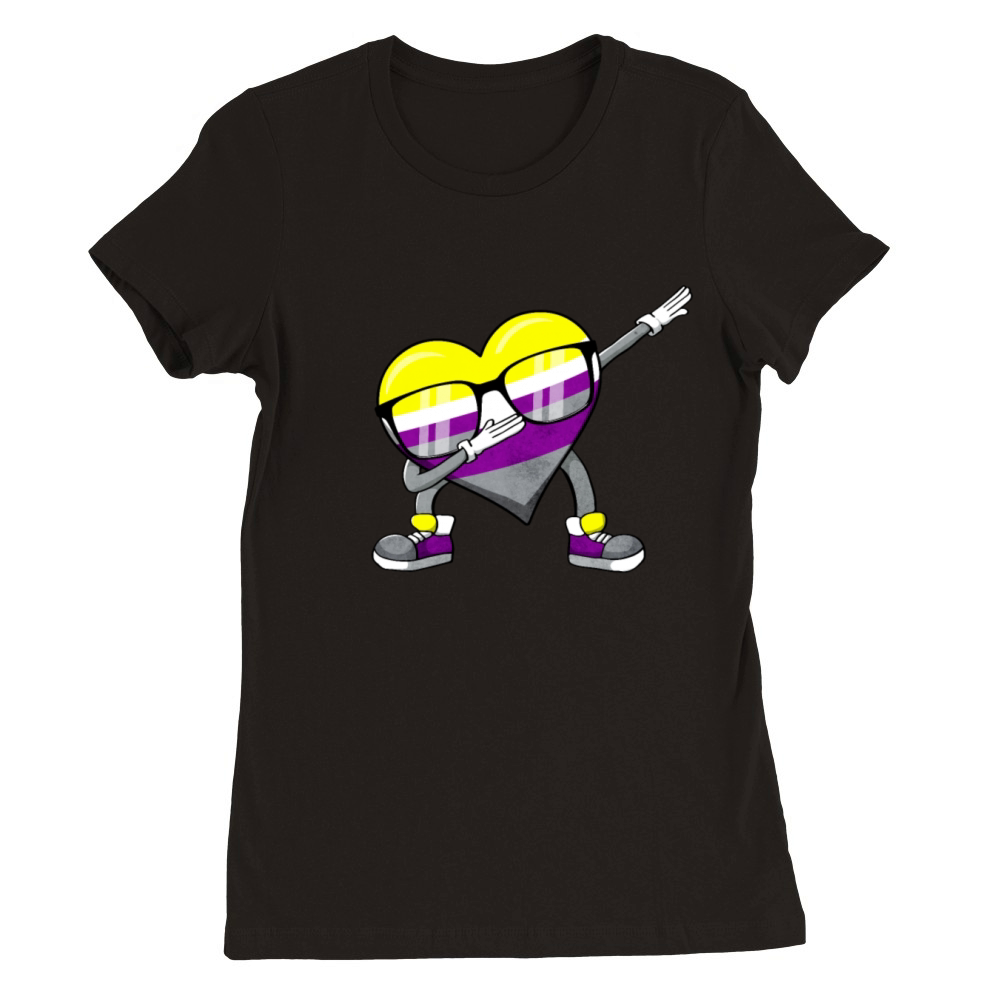 Non Binary Pride Flag Dabbing Heart Sublte LGBTQ Premium Womens Crewneck T-shirt