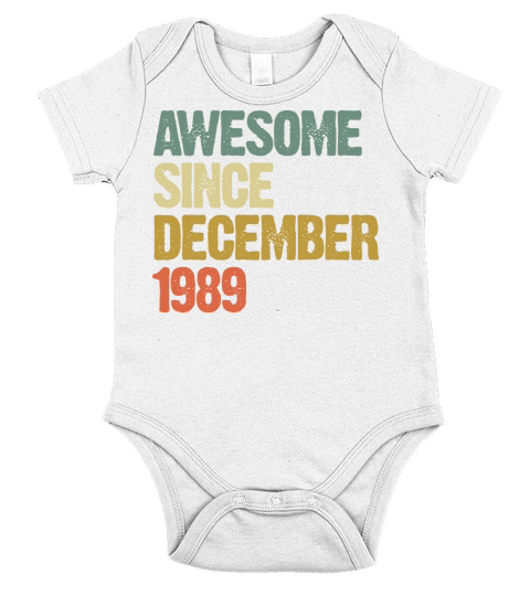 Groovy Awesome Since December 1989 Vintage Gift Short Sleeve Baby One-Piece