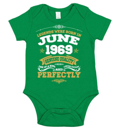Vintage Aged To Perfection June 1969 Short Sleeve Baby One-Piece